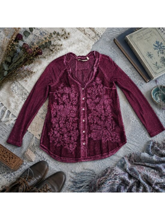 Soft Surroundings Tops - Soft Surroundings Magenta Pink Magnifico Embroidered Top Size XS Boho Floral